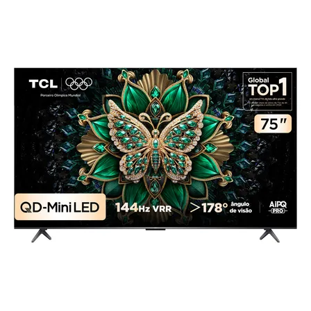 Smart Tv Tcl 75 Polegadas Qled Mini Led 4k C6k Wifi Bluetooth Google Tv 4 Hdmi 144hz Hdr10+ 75c6k