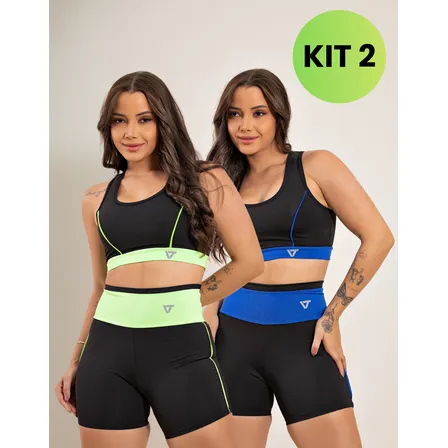 2 Conjunto Fitness Feminino Top E Short De Academia