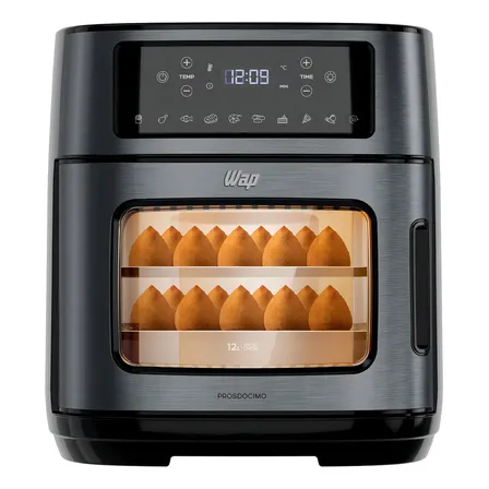 Fritadeira Elétrica Wap Air Fryer Oven Digital Black Inox 12 Litros Com Revestimento Antiaderente Preto 220v
