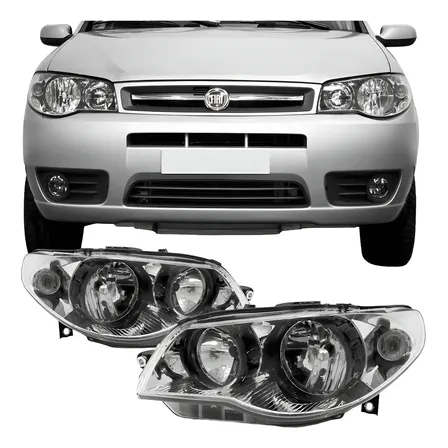 Par Farol Palio 2005 2006 2007 08 2009 Cromado Canhão Preto Ambos Lados