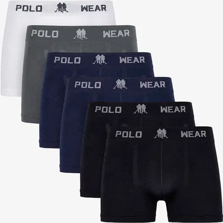 Kit 6 Cuecas Polo Wear Boxer Masculina Sem Costura Original