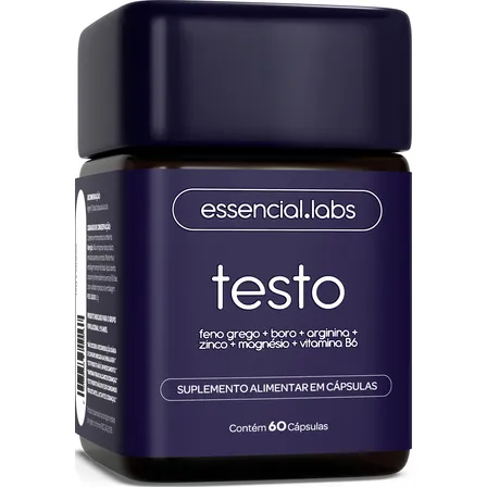 Testo Essencial - Fórmula Exclusiva Com Feno Grego + Boro + Arginina + Zma - Precursor Da Testosterona - 60 Cápsulas Sem Sabor