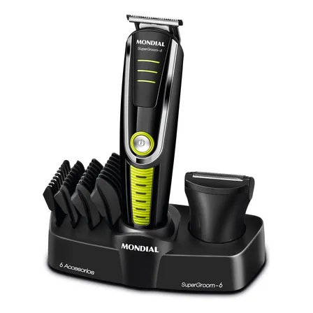 Aparador De Pelos Super Groom 06, Mondial 6w Bg-04 Preto/verde 127/220v