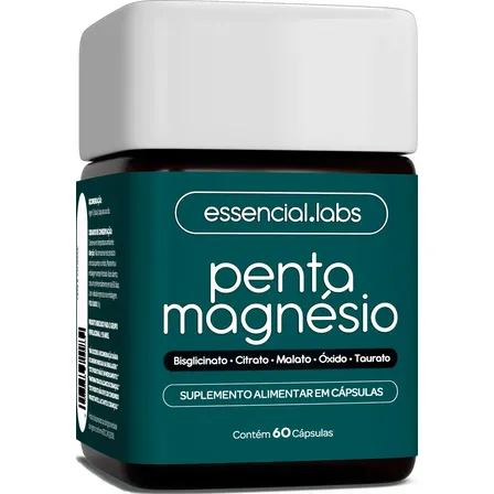 Penta Magnésio - Bisglicinato + Dimalato + Citrato + Taurato + Óxido De Magnésio - A Combinação Perfeita De 5 Magnésios Com Máxima Pureza E Biodisponibilidade - 60 Cápsulas Sem Sabor