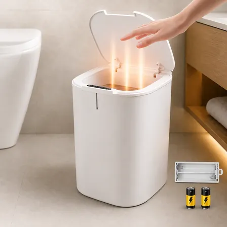 Lixeira Inteligente 16l Sensor Automático Tampa Touch Casa Cinza