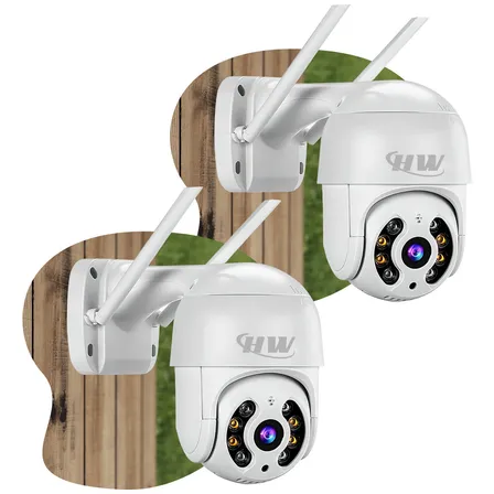 Kit 2 Câmeras Segurança Ip Interna Externa Wifi iCSee Infravermelho Prova D’Água - HW