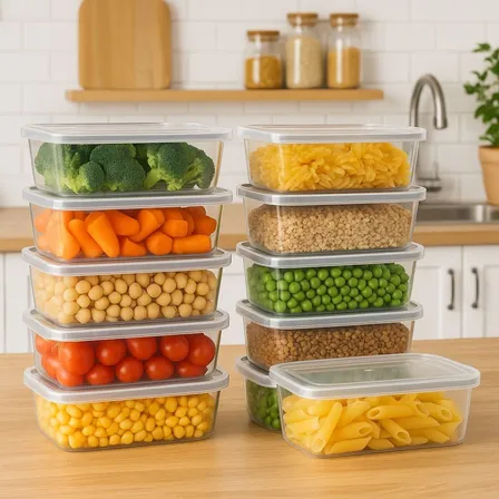 Kit 10 Potes 500ml Bpa Free Freezer Microondas Reutilizável Transparente