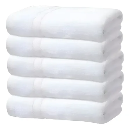Kit 5 Toalhas Banho Gigante Grossa Hotel Luxo 75x150cm 480g Branco Hotel