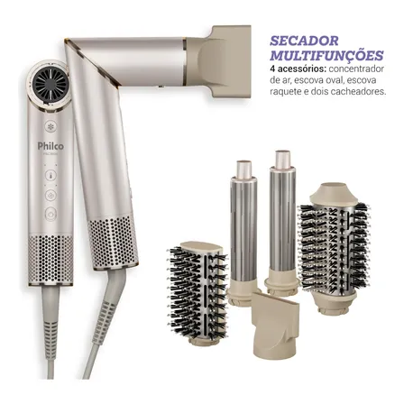 Secador De Cabelos Philco psc3500 4 Em 1 dobrável motor bldc Prateado