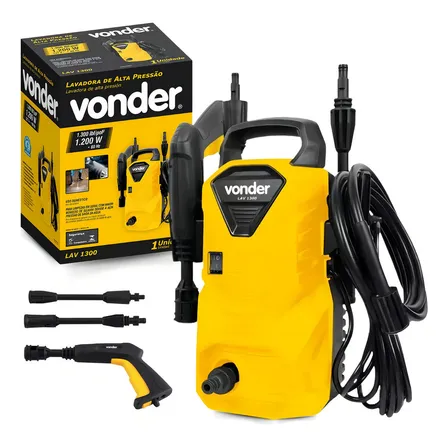Lavadora de Alta Pressão Vonder LAV 1300 – 1300 Libras, Compacta, Potente, Ideal para Carros, Quintais e Limpezas Pesadas