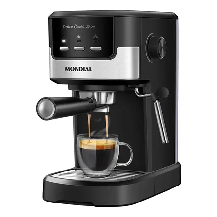 Cafeteira Espresso Dolce Crema 20 Bar Mondial Preto/Inox 1200W C-21-E-CNP