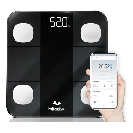 Balança Digital Corporal Bioimpedância Aplicativo Bluetooth Relaxmedic