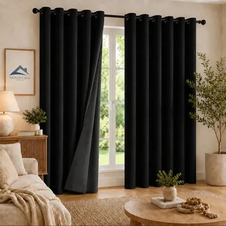 Cortina Blackout Corta Luz Blecaute 2,80 X 2,30 Sala/quarto Fabritex Enxovais Cor Preto